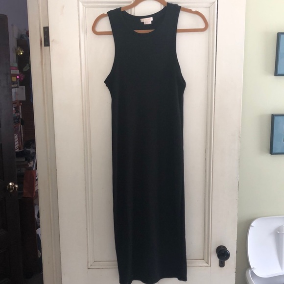 Ribbed black midi bodycon dress - Picture 1 of 4